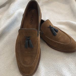 Aldo caramel suede slip on loafers